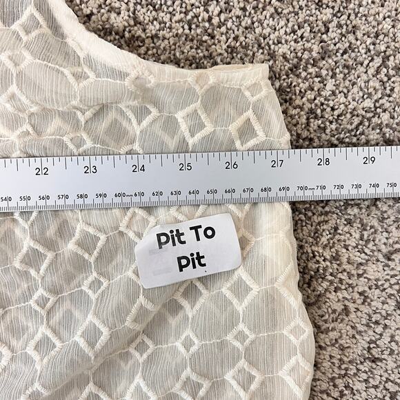 CATHERINES Womens 3X Beige Embroidered Diamond Sheer Sleeveless Coastal Tank Top - Picture 6 of 8